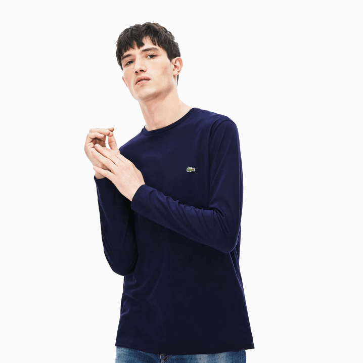 tamnoplava 166 6H4B688 muškarci Lacoste majica kratkih rukava od pima pamučnog jerseya s okruglim izrezom