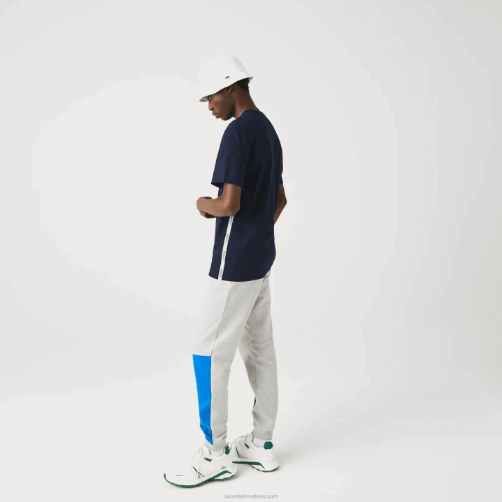 tamnoplava 166 6H4B909 muškarci Lacoste pamučna majica kratkih rukava s okruglim izrezom s markiranim trakama