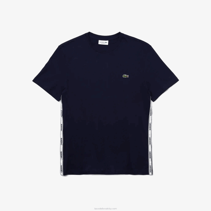 tamnoplava 166 6H4B909 muškarci Lacoste pamučna majica kratkih rukava s okruglim izrezom s markiranim trakama