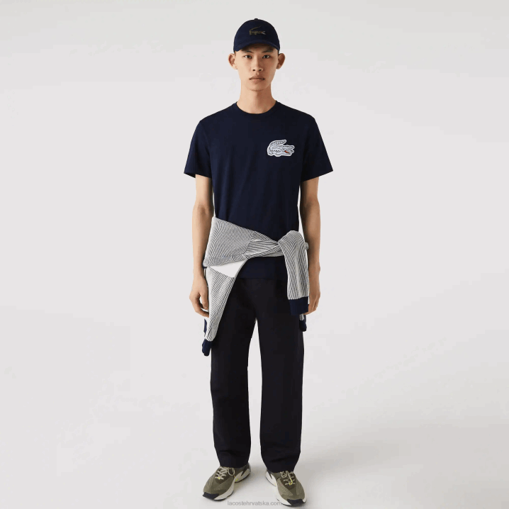 tamnoplava 166 6H4B911 muškarci Lacoste pamučna majica kratkih rukava s krokodilskim bedžom s okruglim izrezom