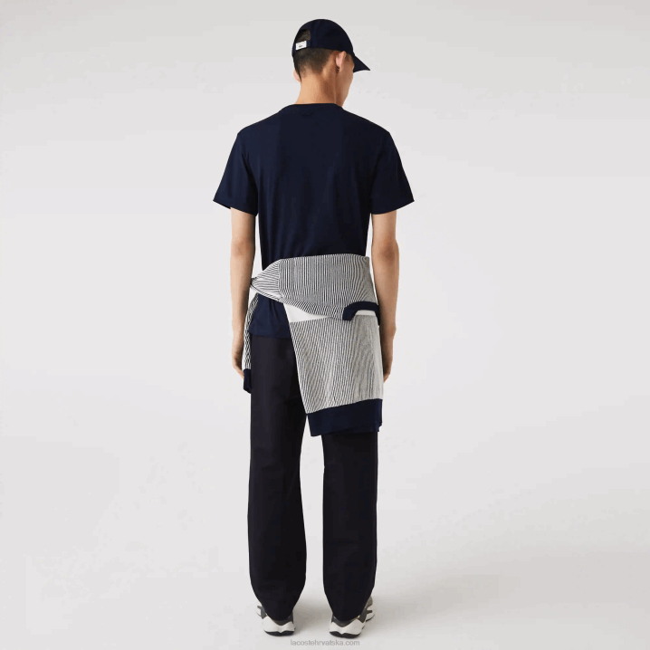 tamnoplava 166 6H4B911 muškarci Lacoste pamučna majica kratkih rukava s krokodilskim bedžom s okruglim izrezom