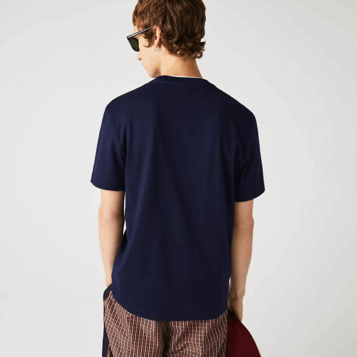 tamnoplava 166 6H4B920 muškarci Lacoste majica kratkih rukava od organskog pamuka u boji krokodila s okruglim izrezom