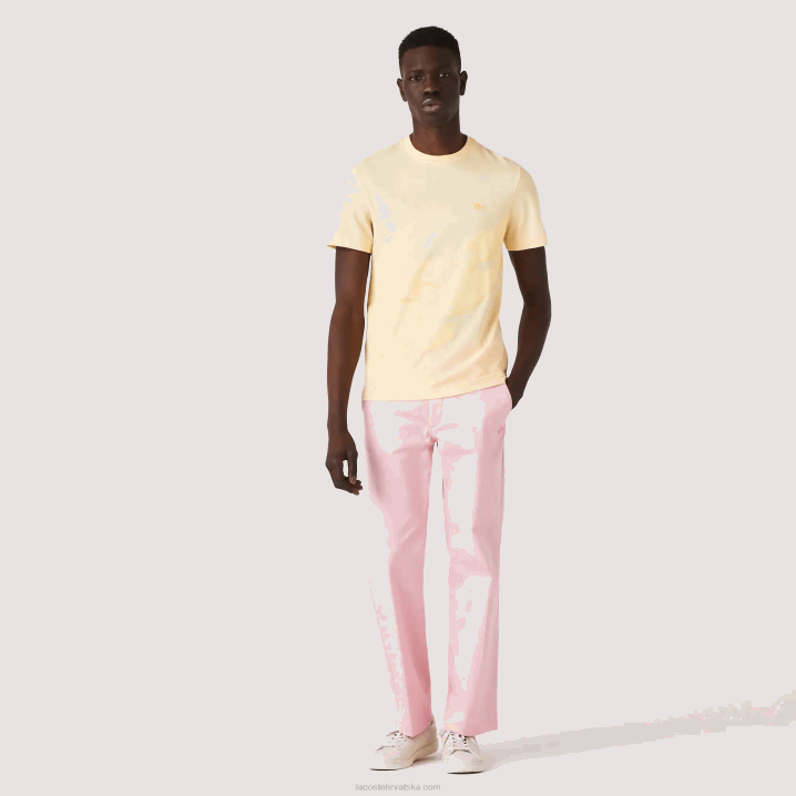 žuti hbz 6H4B636 muškarci Lacoste majica kratkih rukava s okruglim izrezom i krokodilskim uzorkom od rastezljivog organskog pamuka