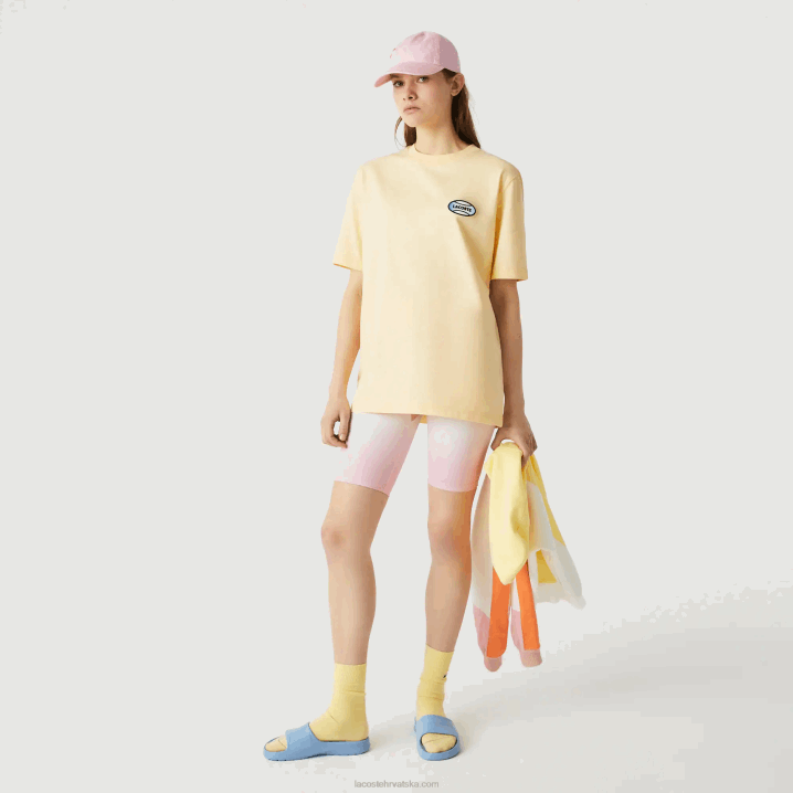 žuti hbz 6H4B936 muškarci Lacoste live ljetni paket široke pamučne majice s pjegama