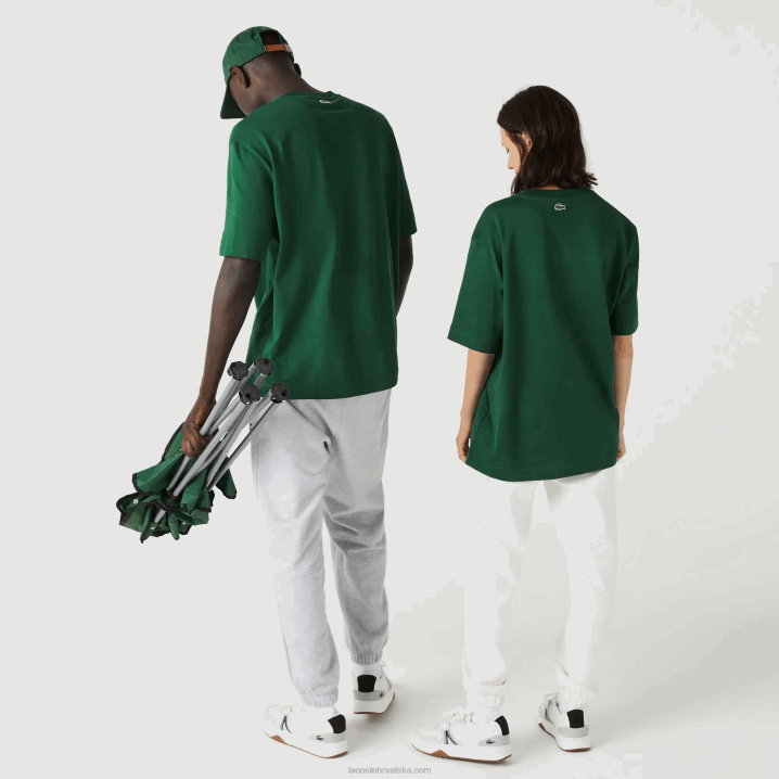 zelena 132 6H4B77 muškarci Lacoste široka majica kratkih rukava od organskog pamuka u obliku krokodila