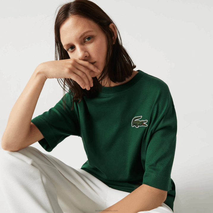 zelena 132 6H4B77 muškarci Lacoste široka majica kratkih rukava od organskog pamuka u obliku krokodila