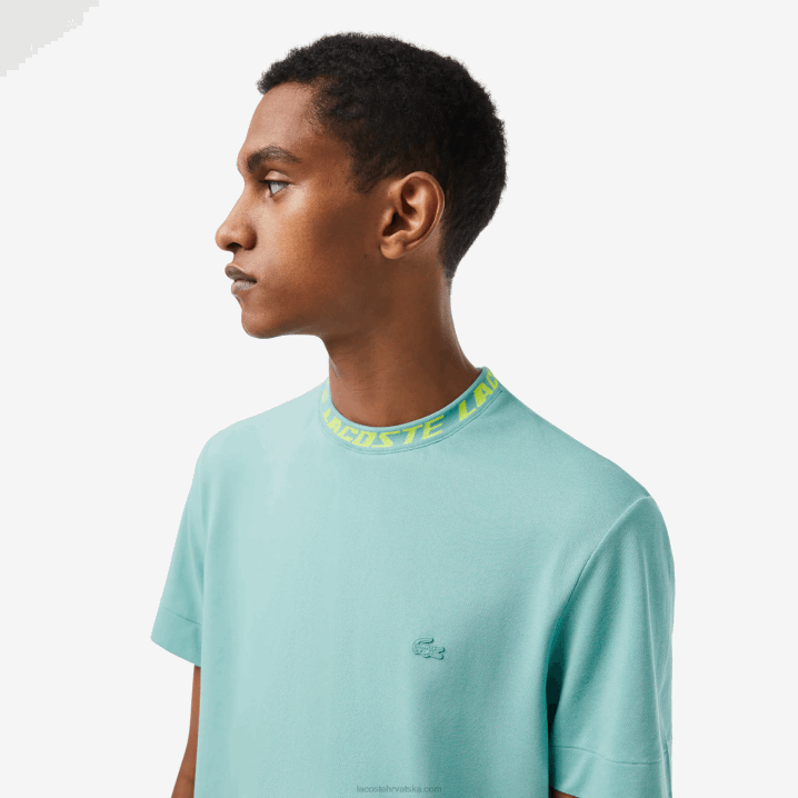 zelena 3a4 6H4B208 muškarci Lacoste majica kratkih rukava s brendiranim ovratnikom uobičajenog kroja
