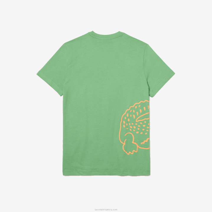 zeleni ttf 6H4B904 muškarci Lacoste majica kratkih rukava od organskog pamuka s krokodilskim uzorkom s okruglim izrezom