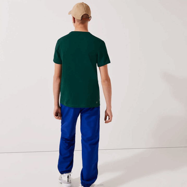 zeleno bijelo wpx 6H4B795 muškarci Lacoste sportska prozračna majica s teniskim printom s okruglim izrezom