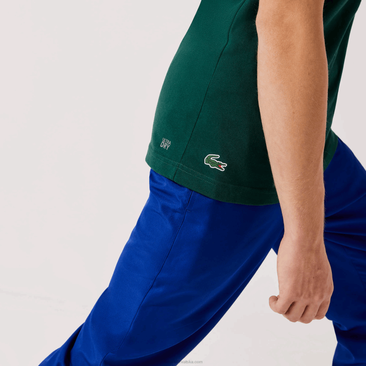 zeleno bijelo wpx 6H4B795 muškarci Lacoste sportska prozračna majica s teniskim printom s okruglim izrezom