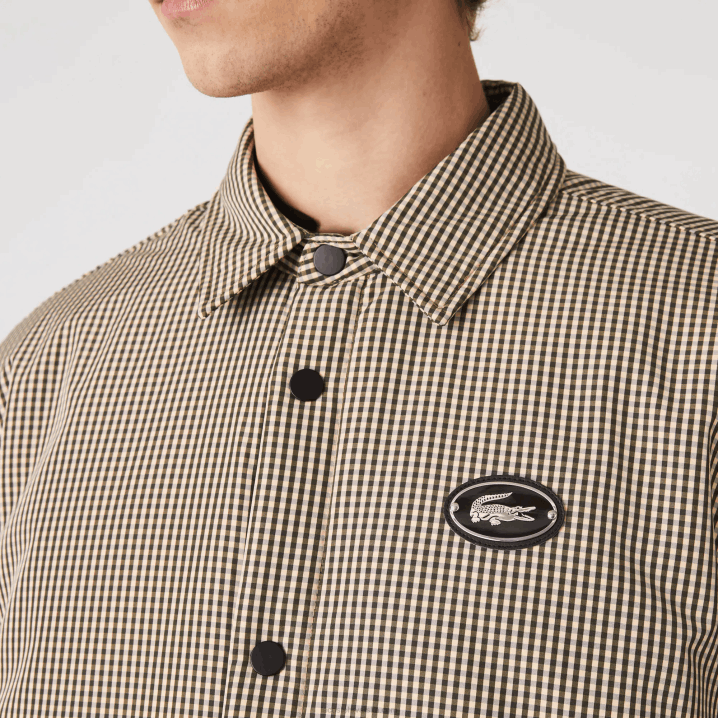 bež tamnoplava kaki zelena 87e 6H4B1549 muškarci Lacoste vodoodbojna majica s kariranim printom