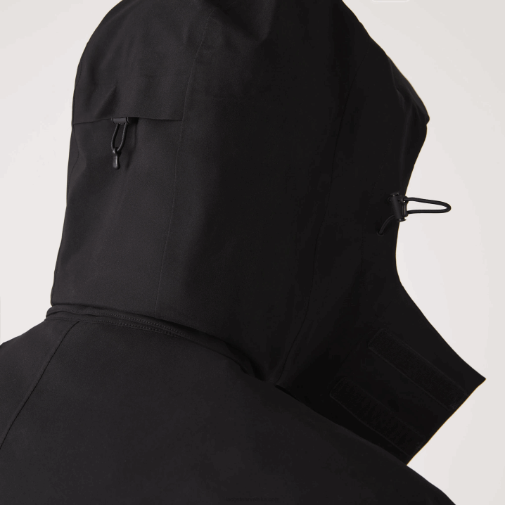 crna 031 6H4B1273 muškarci Lacoste kapuljača koja se može odvojiti, vodootporna parka do koljena