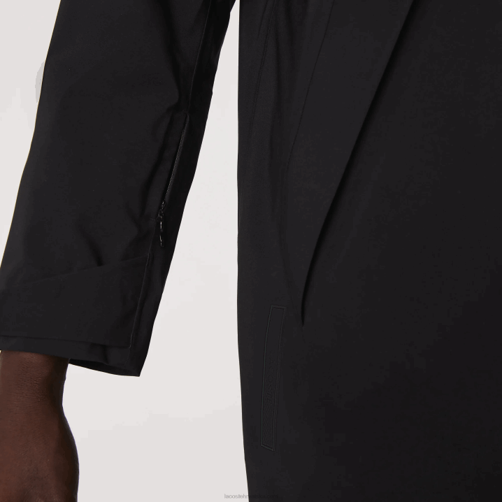 crna 031 6H4B1273 muškarci Lacoste kapuljača koja se može odvojiti, vodootporna parka do koljena