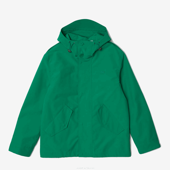 zeleni ldm 6H4B1313 muškarci Lacoste vodootporna kratka parka s kapuljačom od mješavine pamuka