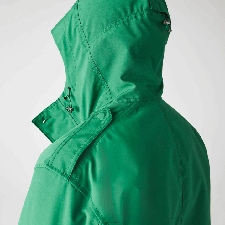 zeleni ldm 6H4B1313 muškarci Lacoste vodootporna kratka parka s kapuljačom od mješavine pamuka