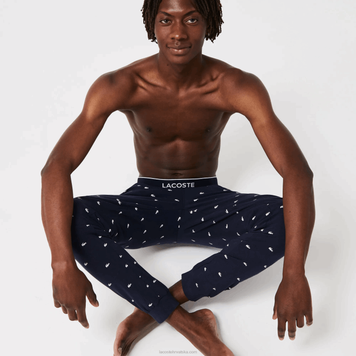 mornarsko plava bijela 525 6H4B1385 muškarci Lacoste pidžama hlače od žerseja s printom