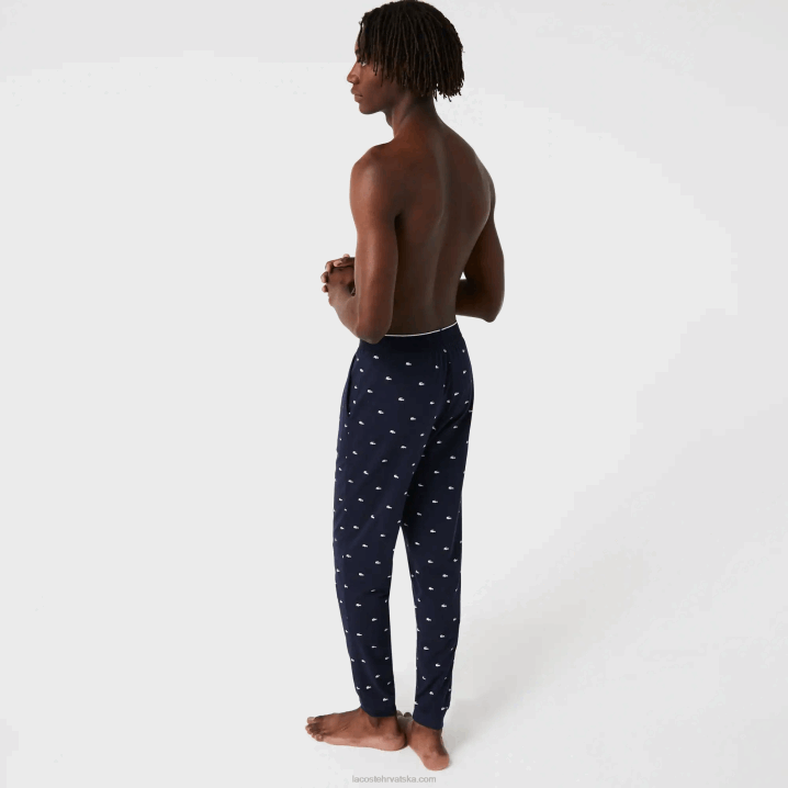 mornarsko plava bijela 525 6H4B1385 muškarci Lacoste pidžama hlače od žerseja s printom