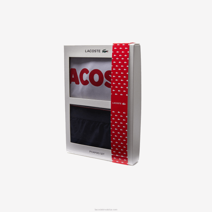 siva chine mornarsko bijela crvena 4ty 6H4B1510 muškarci Lacoste set dugačke pidžame od rastezljivog pamuka colorblock