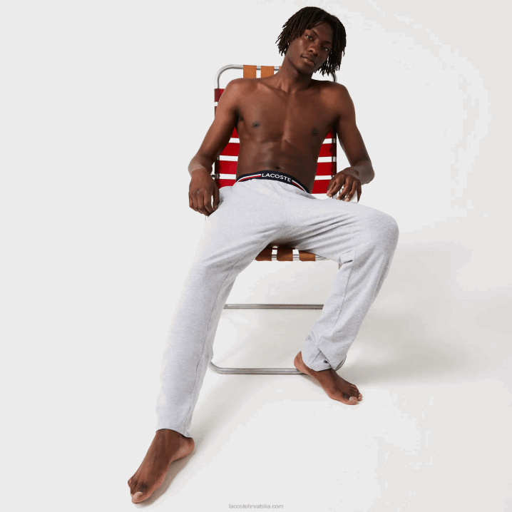 sivi chine cca 6H4B1403 muškarci Lacoste jersey trobojne pidžama hlače s pojasom