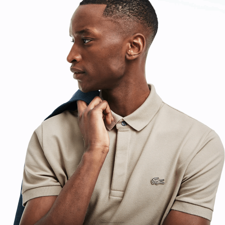 bež ae0 6H4B79 muškarci Lacoste smart paris rastezljivi pamuk pique polo