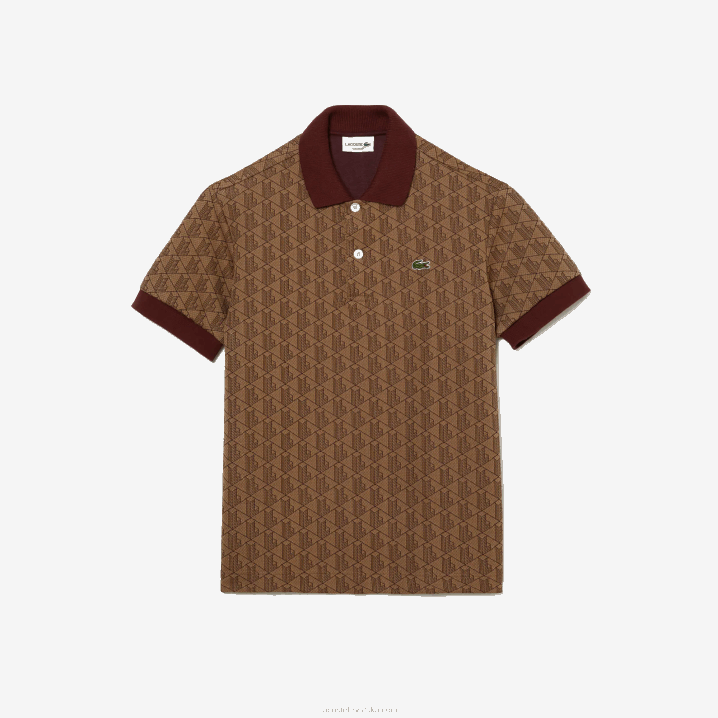 bež bordo mkj 6H4B71 muškarci Lacoste klasični kroj polo s monogramom
