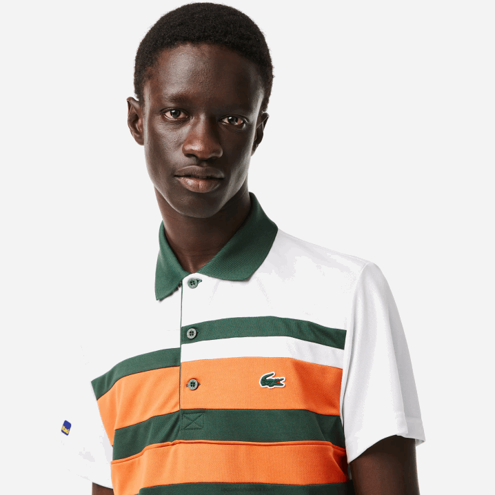 bijelo narančasto zelena t0i 6H4B239 muškarci Lacoste sport miami open edition stripe polo