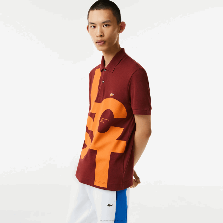 bordo zs1 6H4B711 muškarci Lacoste pravilan fit kontrastni natpis petit pique polo