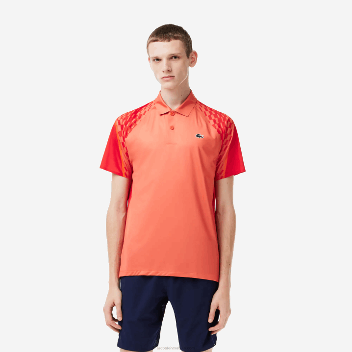 narančasta crvena narančasta xij 6H4B236 muškarci Lacoste tenis x novak djokovic tricolor polo