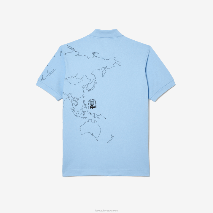 plavi hbp 6H4B33 muškarci Lacoste original l.12.12 otisnuta polo majica od organskog pamuka