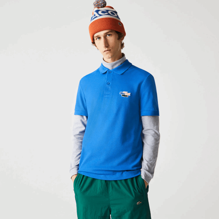 plavi qpt 6H4B844 muškarci Lacoste krokodilska polo majica uobičajenog kroja od organskog pamuka