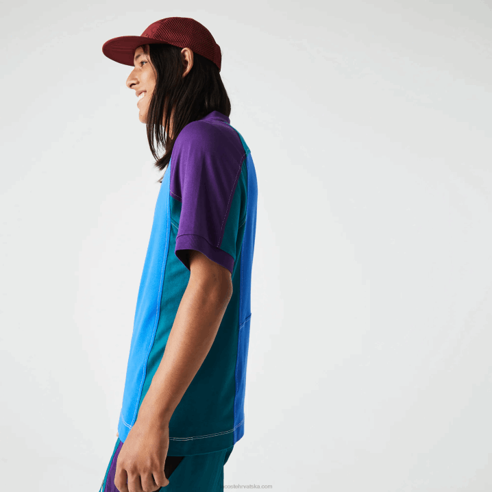 plavo zelena ljubičasta 7w6 6H4B693 muškarci Lacoste heritage regular fit stretch mini-pique polo