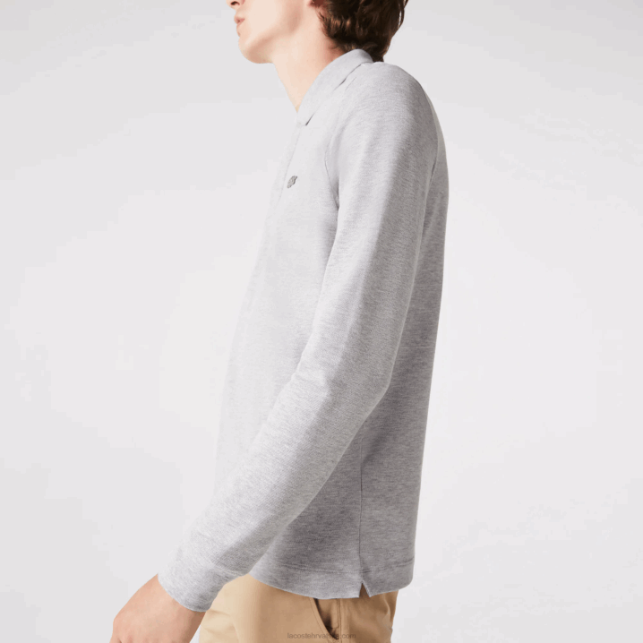 sivi chine cca 6H4B668 muškarci Lacoste smart paris dugih rukava rastezljiva pamučna pique polo majica