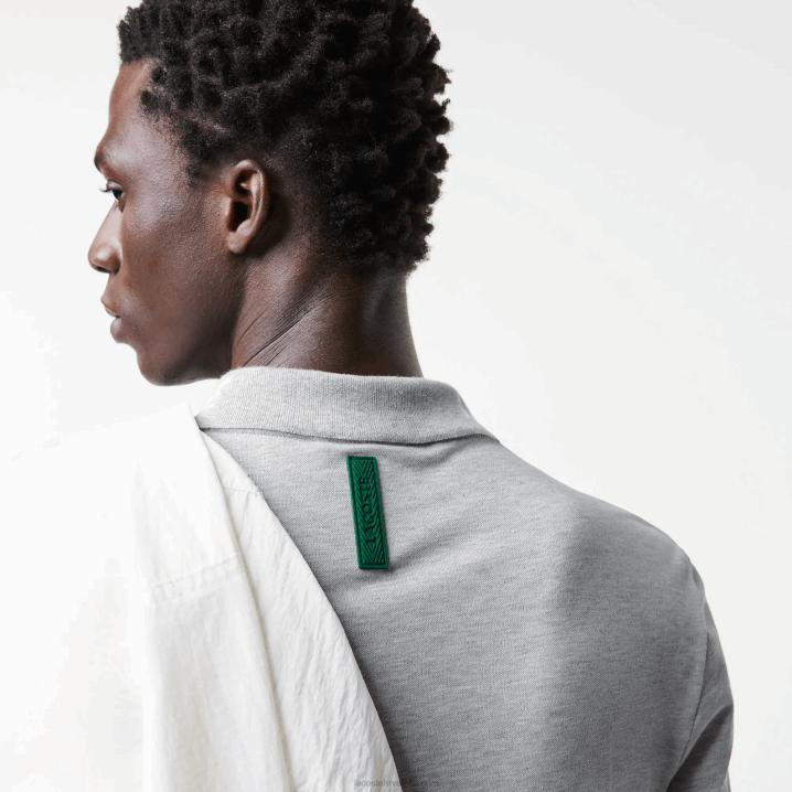 sivi chine cca 6H4B778 muškarci Lacoste brendirani slim fit rastezljivi pique polo