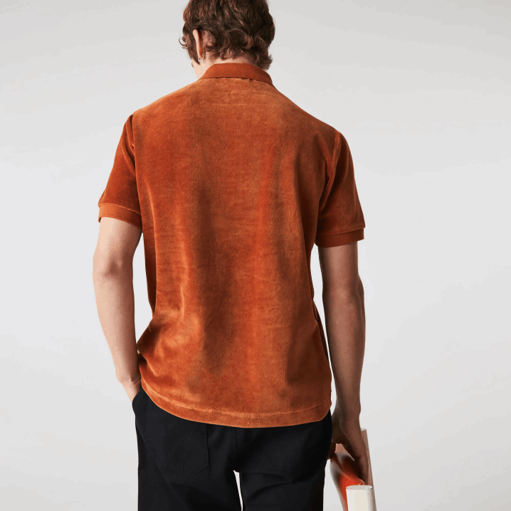 smeđa 3pb 6H4B739 muškarci Lacoste pamučni baršun polo klasičnog kroja