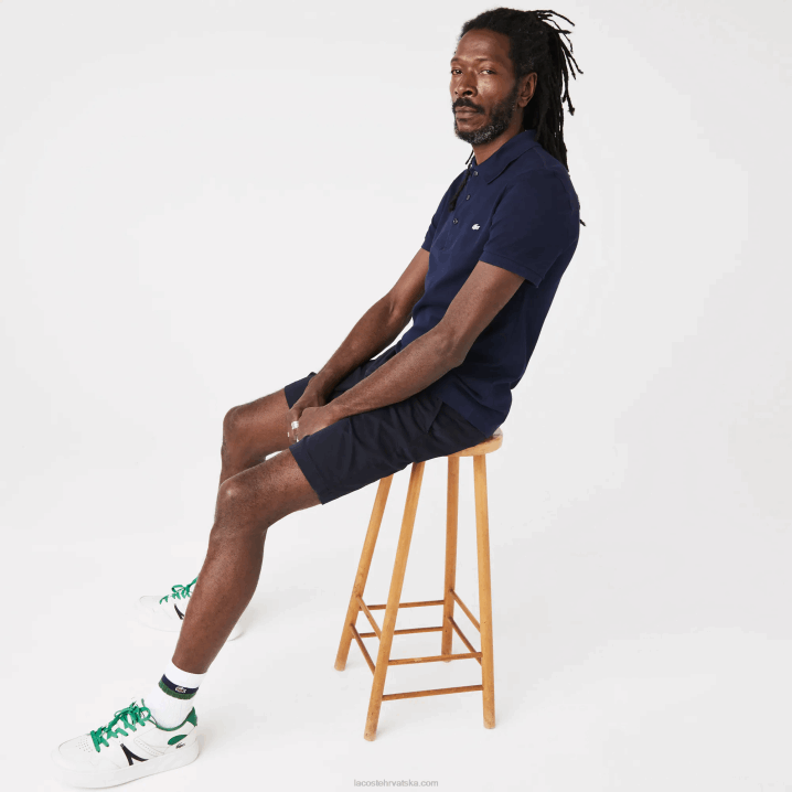 tamnoplava 166 6H4B563 muškarci Lacoste slim fit petit pique rastezljiva polo majica