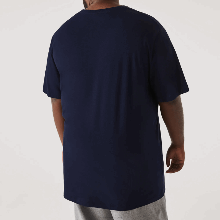 tamnoplava 166 6H4B732 muškarci Lacoste pamučna polo majica s rebrastim v-izrezom uobičajenog kroja (veća veličina)