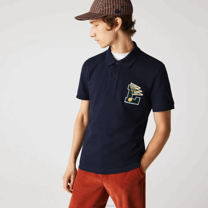 tamnoplava 166 6H4B896 muškarci Lacoste regular fit l značka pamuk pique polo