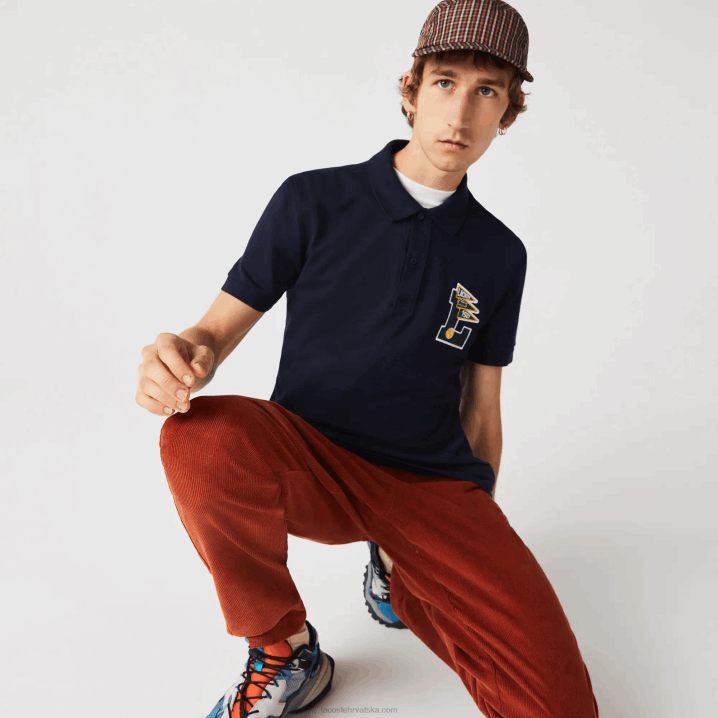 tamnoplava 166 6H4B896 muškarci Lacoste regular fit l značka pamuk pique polo
