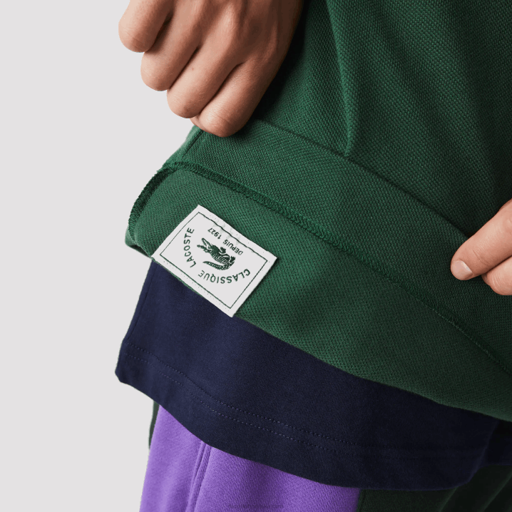 zelena 132 6H4B252 muškarci Lacoste originalni l.12.12 polo s teškim pamučnim pikeom