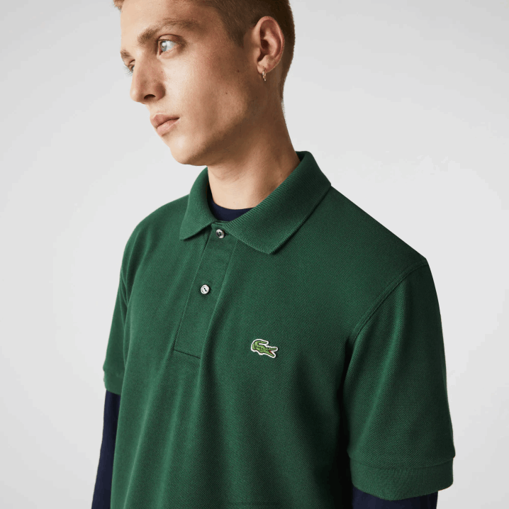 zelena 132 6H4B252 muškarci Lacoste originalni l.12.12 polo s teškim pamučnim pikeom