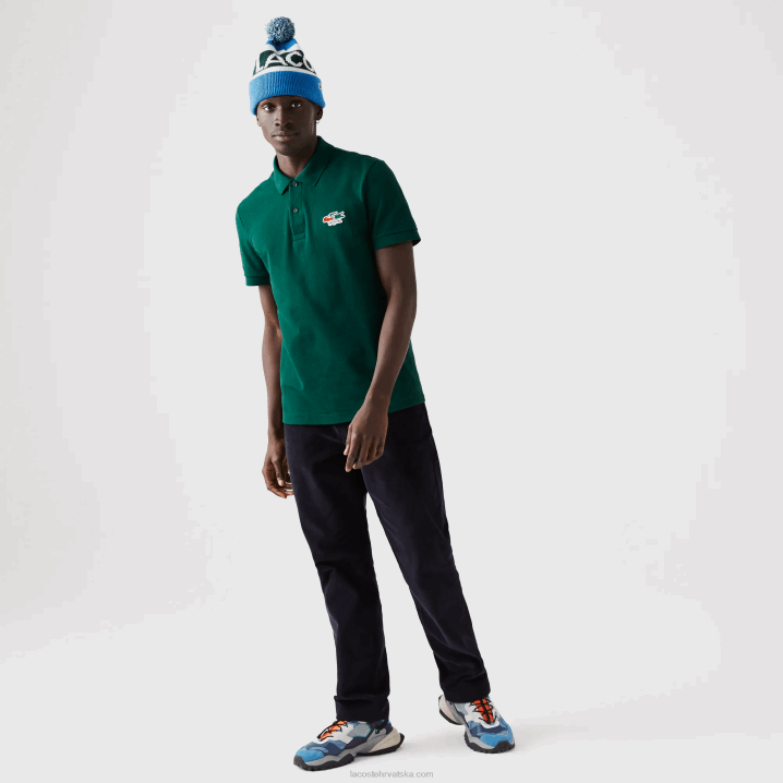 zelena 3m2 6H4B843 muškarci Lacoste krokodilska polo majica uobičajenog kroja od organskog pamuka