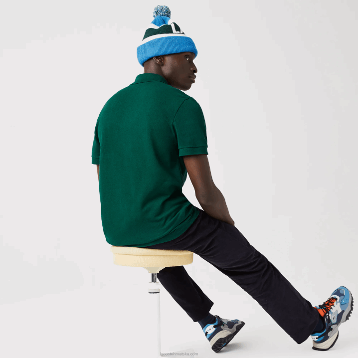 zelena 3m2 6H4B843 muškarci Lacoste krokodilska polo majica uobičajenog kroja od organskog pamuka