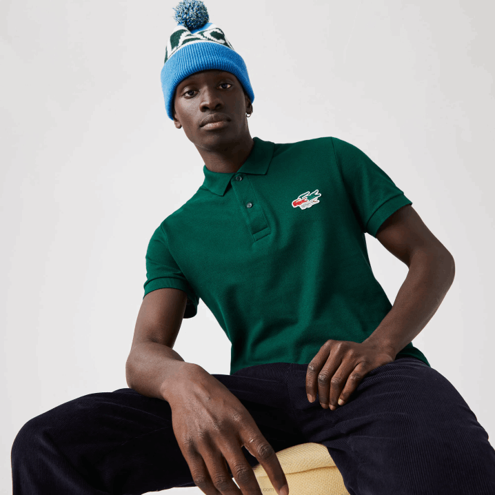 zelena 3m2 6H4B843 muškarci Lacoste krokodilska polo majica uobičajenog kroja od organskog pamuka
