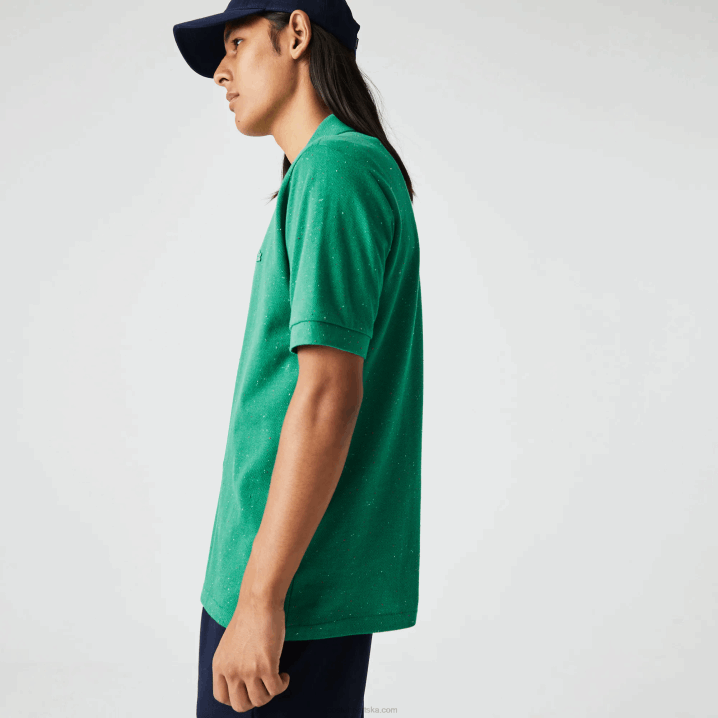 zelena 7bs 6H4B593 muškarci Lacoste pamučni pique polo klasični kroj s pjegavim printom