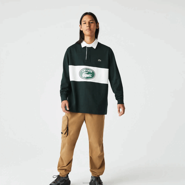zeleni yzp 6H4B1687 muškarci Lacoste branded loose fit rugby polo