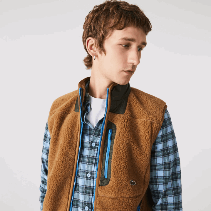 smeđa kaki zelena 89f 6H4B1262 muškarci Lacoste šerpa prsluk od flisa