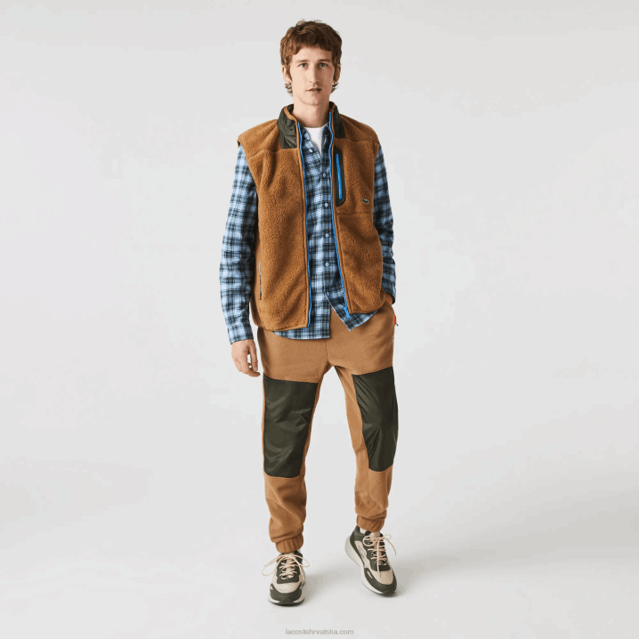 smeđa kaki zelena 89f 6H4B1262 muškarci Lacoste šerpa prsluk od flisa
