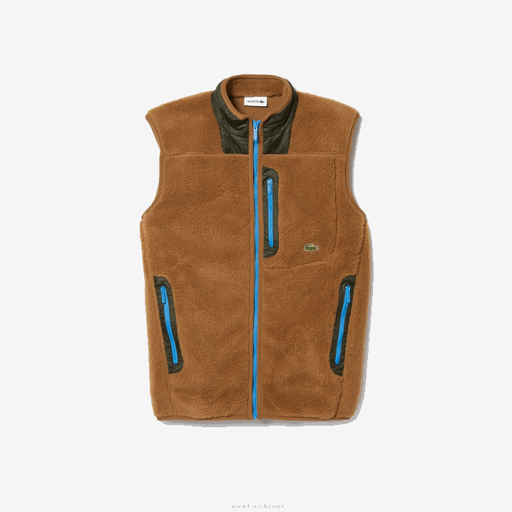 smeđa kaki zelena 89f 6H4B1262 muškarci Lacoste šerpa prsluk od flisa
