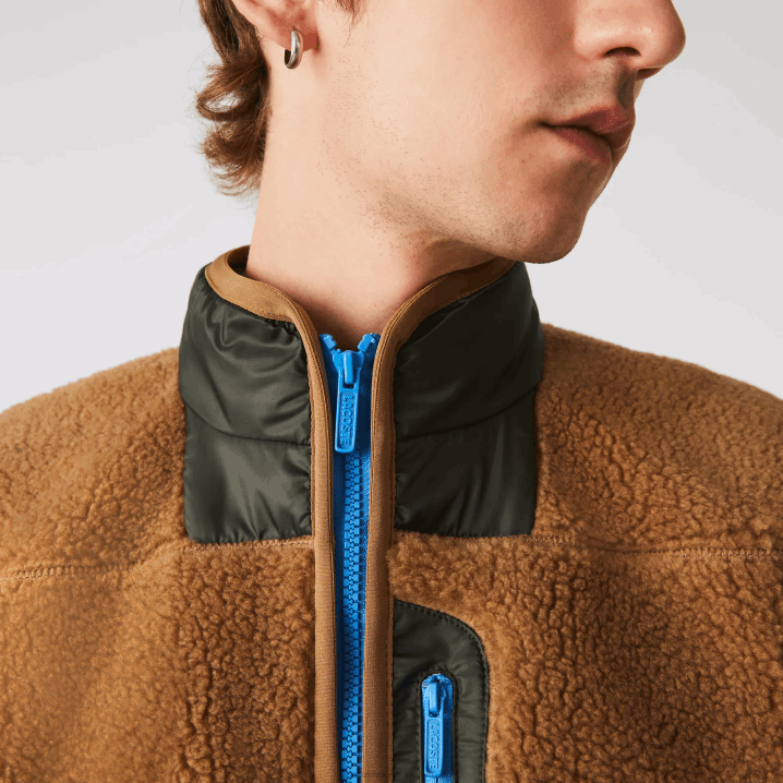 smeđa kaki zelena 89f 6H4B1262 muškarci Lacoste šerpa prsluk od flisa