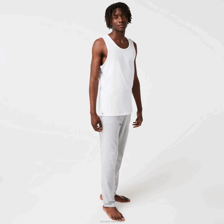 bijela 001 6H4B1360 muškarci Lacoste pamučna majica bez rukava 3 kom